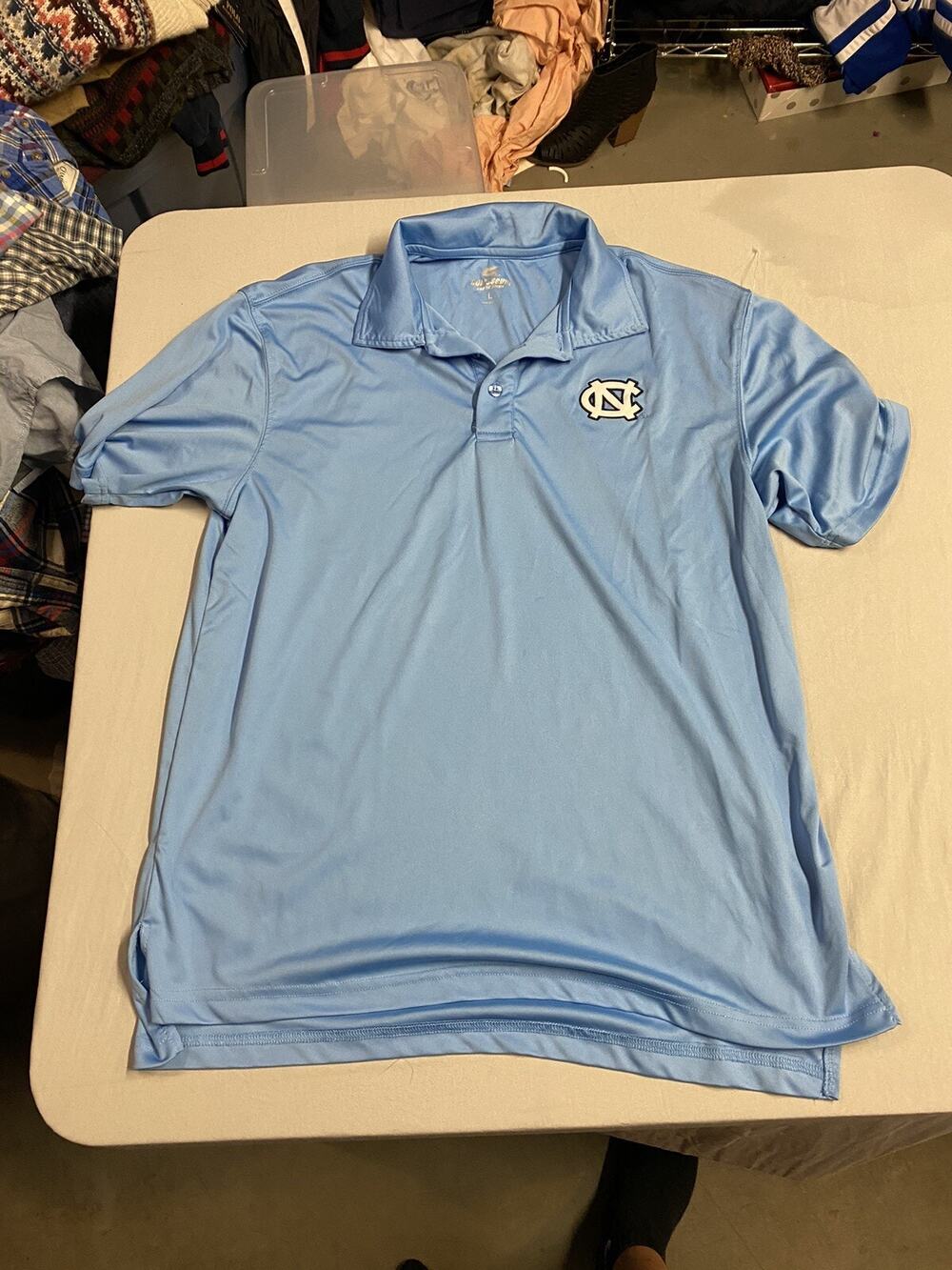 North Carolina Tar Heels Polo Shirt Mens Colosseum Large Golf Blue White